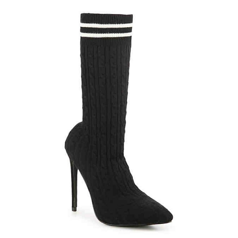Liliana black sweater sock heels